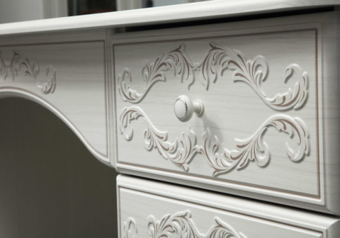 Туалетный стол Каролина вудлайн кремовый / сандал белый