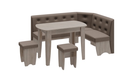 Кухонный уголок «Барселона» Сонома Трюфель/Кожзам Коричневый