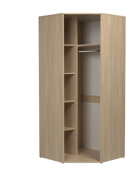 Шкаф Угловой без Полок Палермо МДФ (Ш-880 х Г-880 x В-2078 мм)Ясень Шимо Светлый/ фасад Белый Глянец 